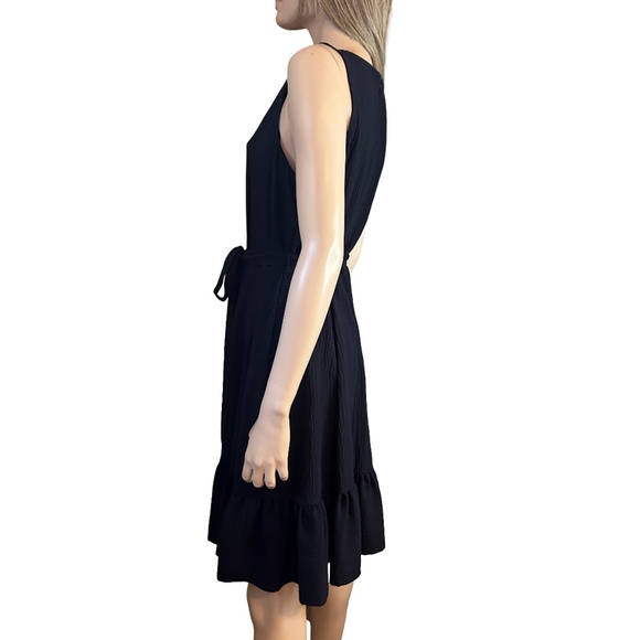 Calvin Klein Tiered Dress Fit and Flare Sleeveless Belted Pockets Navy Blue - Picture 9 of 16